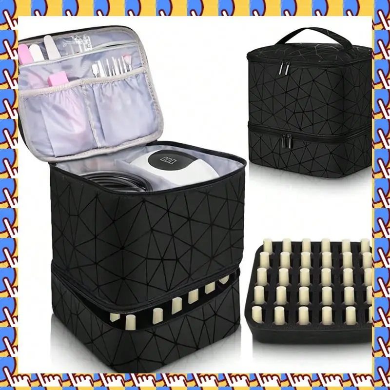 

A79I 30 Bottles Nail Polish Storage Bag Large Capacity Portable Cosmetic Organizer Handbag With Handle For Travel