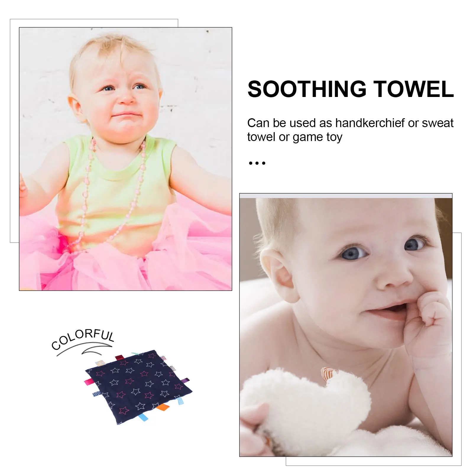 

1pc Baby Soothing Towel Knitted Colorful Bean Style For Infant Comfort Teething Handkerchief Sleep Aid Sensory Play Learning