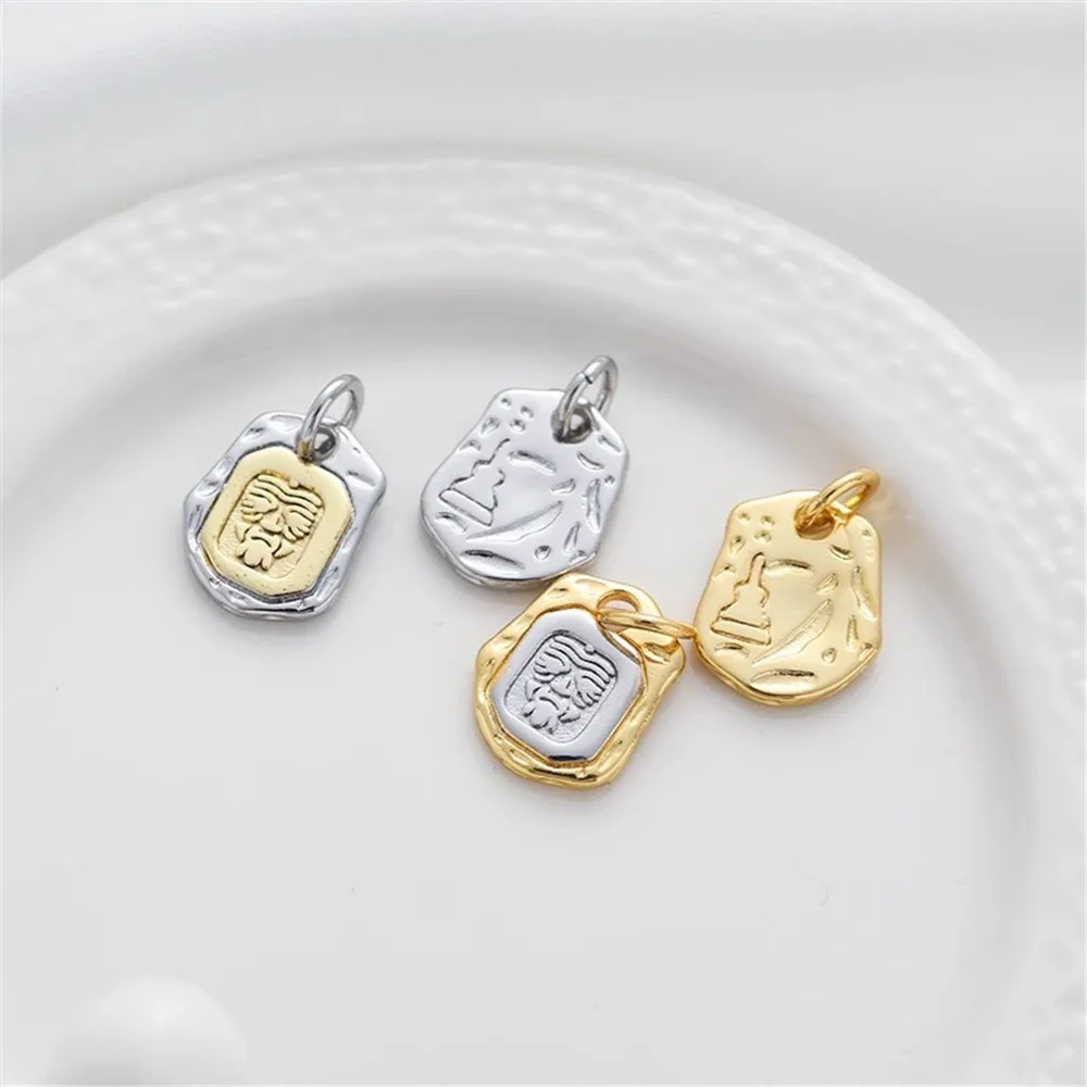 

Односторонняя бирка на голову для пожилого человека, позолоченное белое золото 18 карат, браслет, ожерелье, подвеска, DIY ювелирные аксессуары, 11x14 мм