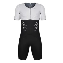 Summer ROKA Triathlon One Piece Skinsuit Men's Short Sleeve Tights Cycling Suit MTB Ropa Ciclismo Elastic Bike Run Swim Bodysuit