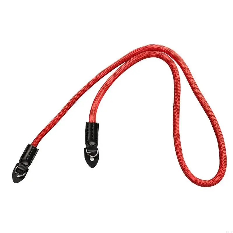 E1PF Camera Strap Vintage 100cm Nylon Climbing Rope Vintage Camera Strap Handmade Nylon Leather Neck Shoulder Sling