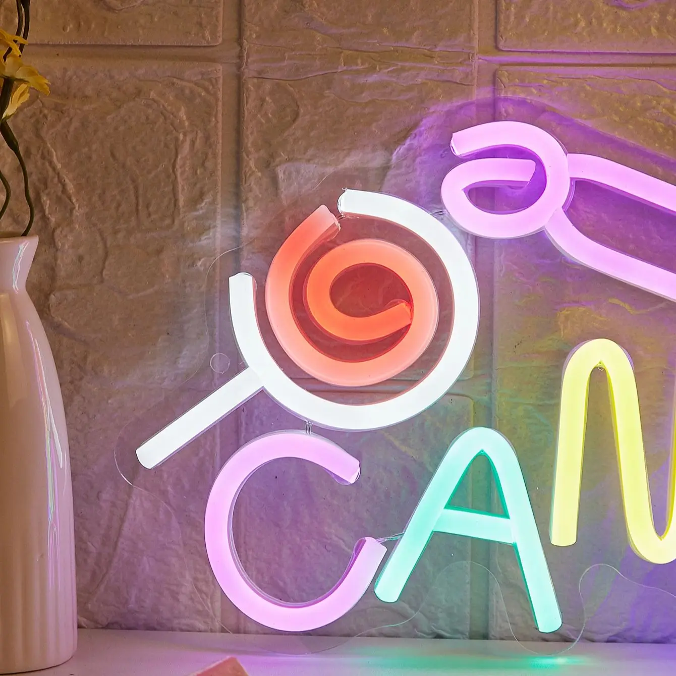 Chi-buy LED Neon Candy USB Powered Neon Signs Night Light 3D Wall Art & Game Room Bedroom Living Room Decor Lamp Signs