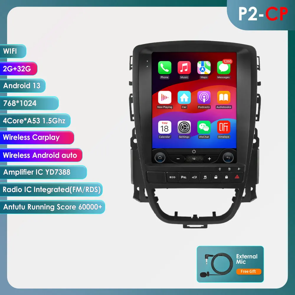 9,7" 7862 Kabelloses Carplay Android Autoradio für Opel Astra J Buick Verano 2009 - 2015 Multimedia-Videoplayer 360-Grad-Kamera RDS DSP Bildschirm GPS-Navigation Stereo