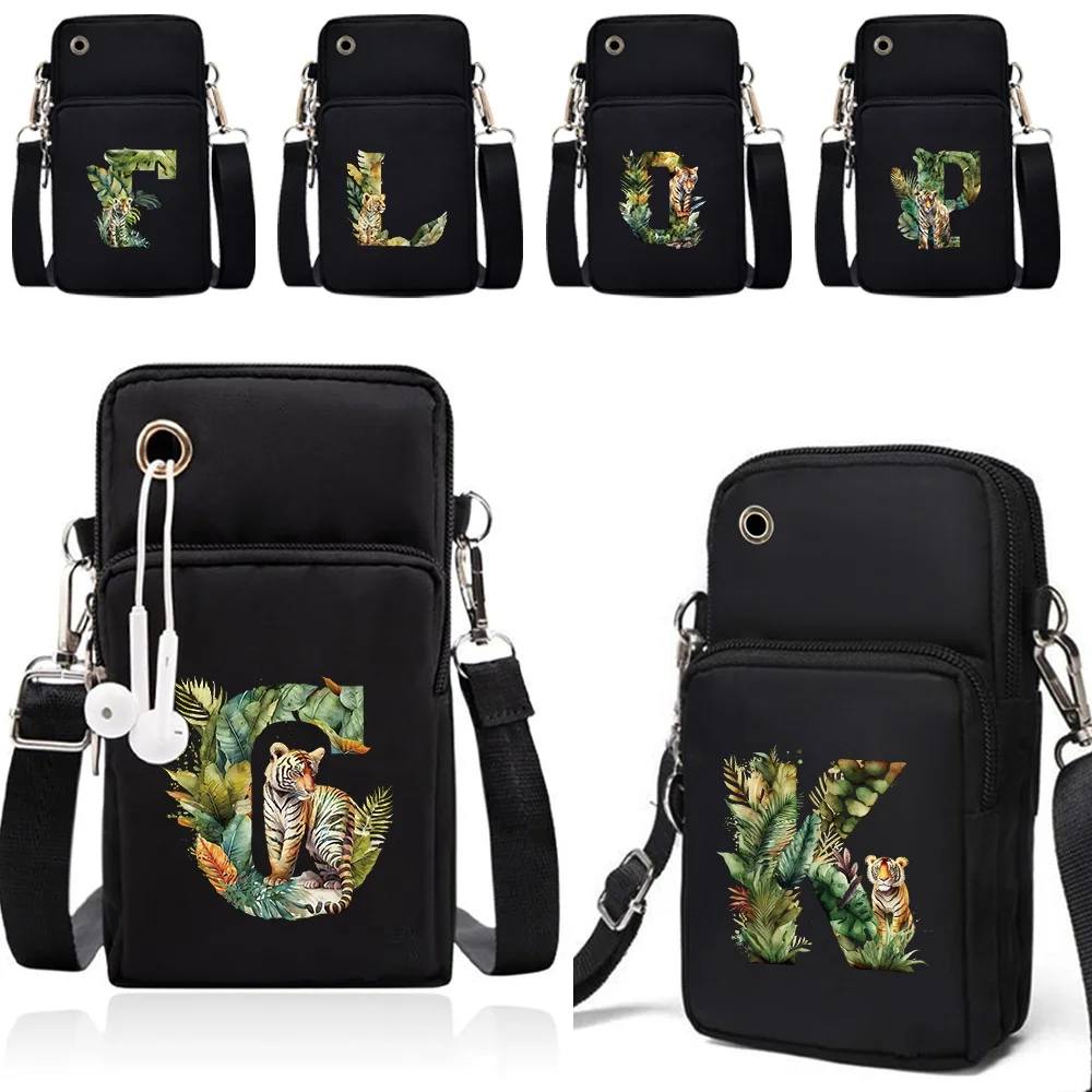 Canvas Mobile Phone Purse Small Crossbody Bag Mobile Phone Bag Women's Purse Jungle Tiger Series Travel Shoulder Bag 2024 New