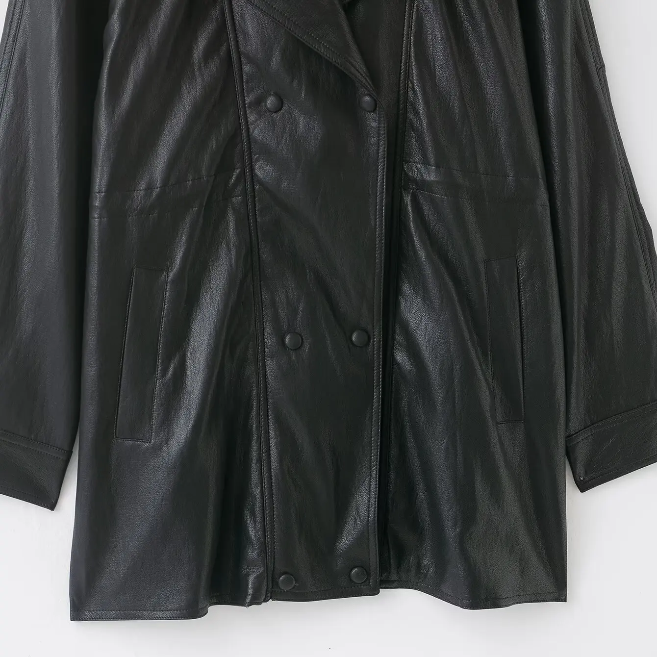 Faionable Pure Color Leather Jaet Women's Autumn Winter New Arrival ZR Sle Individual Personali Cross-Border Coat