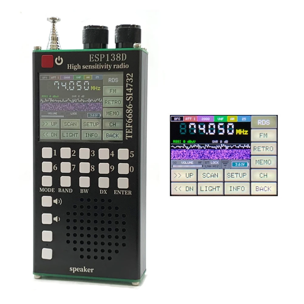 ESP138D 2-in-1 Radio for Aviation Band Monitoring and FM Broadcasting Using SI4732 Full-Spectrum Coverage and TEF6686 Tuning