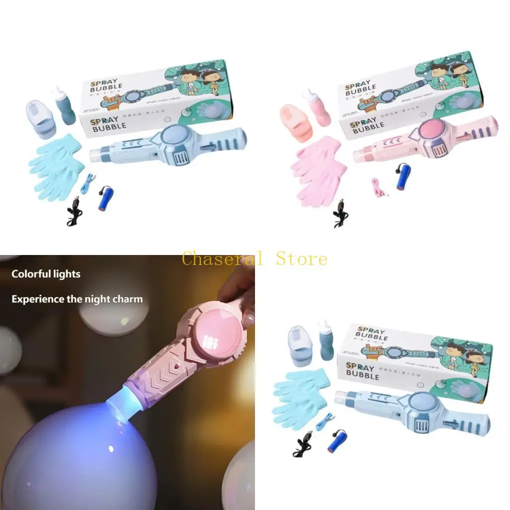E7CE Rechargeable Pink Fog Bubble Wands Set Long Battery Life for Kids Outdoor Fun