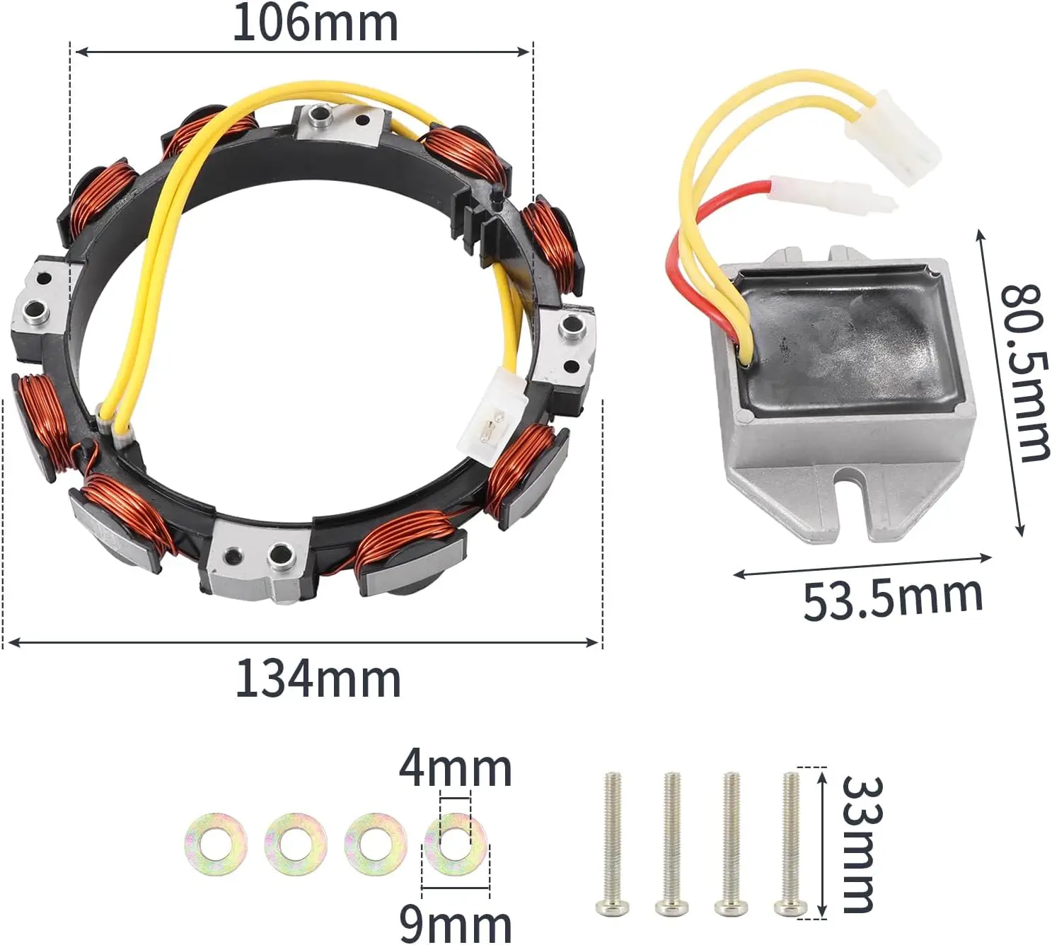 Estator de Alternador 592830 de 10-16 Amperios para Briggs & Stratton 394890, Regulador de Voltaje, para John Deere D150 D155 D160 D170 E160 E170 E180