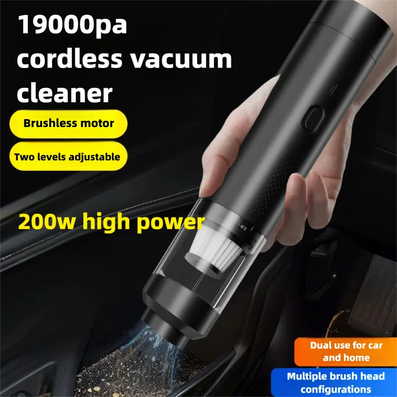 مكنسة كهربائية للسيارة لاسلكية 200 وات 19000Pa منفاخ محمول لتنظيف شعر الحيوانات الأليفة والمنزل والتنظيف التلقائي