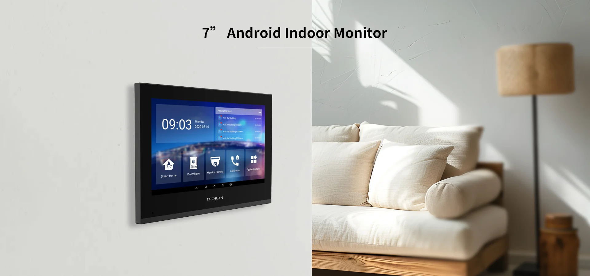 7 Inch Android Tuya Smart Intercom Smart Control Panel Smartlife Smart Home Light Switch Control Alarm Sensor and Surveillance