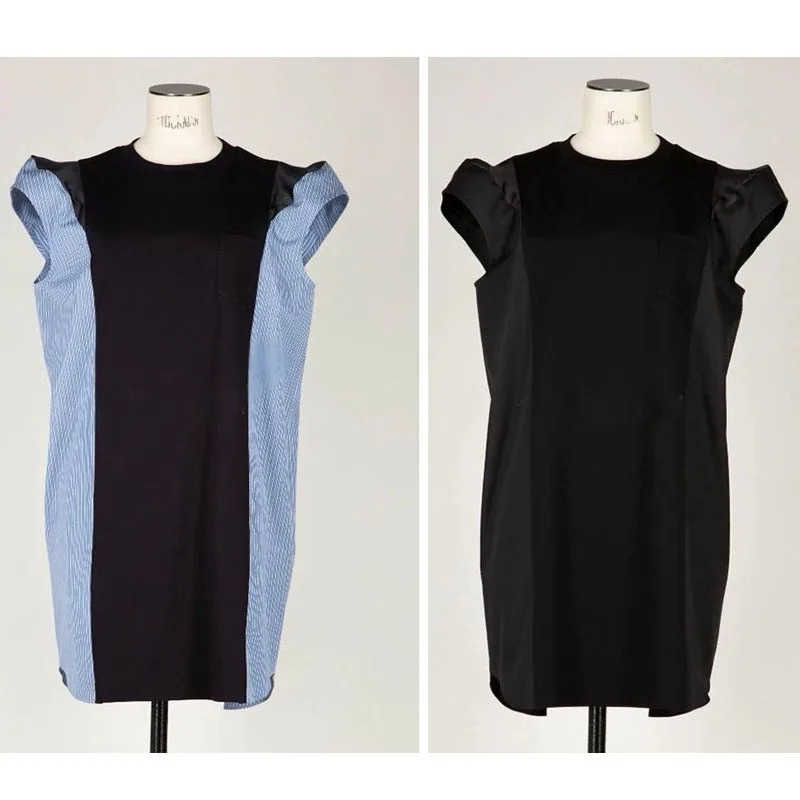 

Spring/Summer 2025 New Style Patchwork Striped Round Neck Short Sleeve Dressy T-shirt Dress y2k clothes