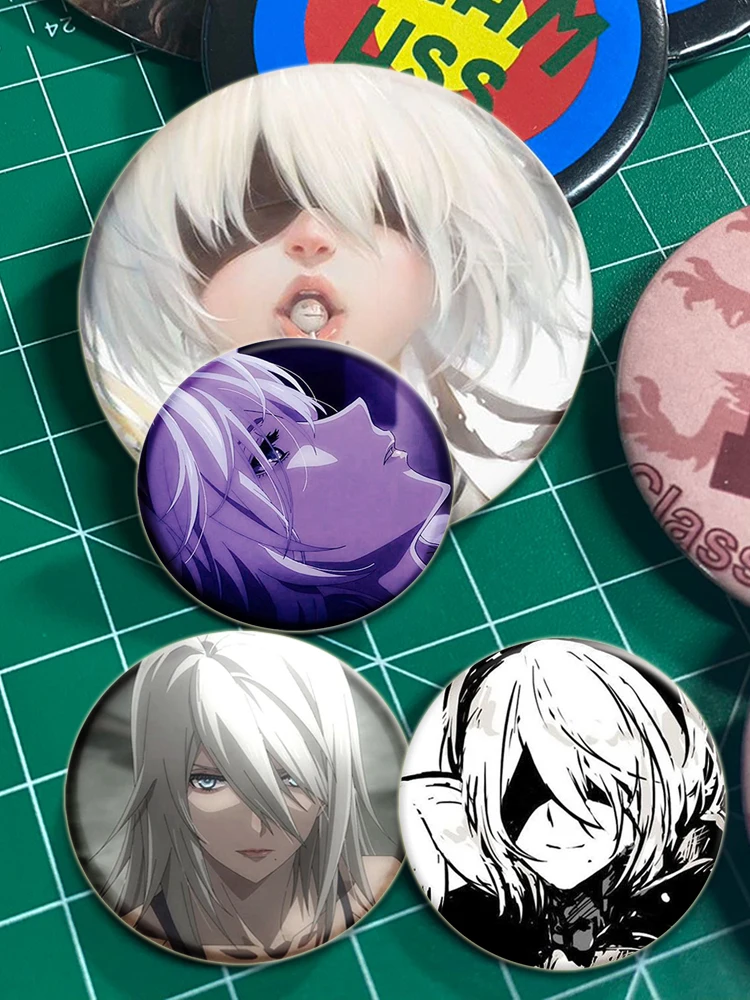 32/58 مللي متر أنيمي زر دبوس Yorha الشكل NieR Automata شخصيات اللعبة الشعبية Fanart الكرتون دبابيس أيقونة شارة اكسسوارات الهدايا #6