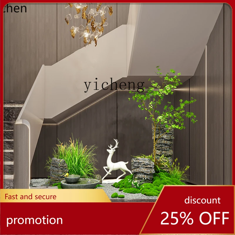 

HXL indoor staircase running water ornament landscape simulation stone green plant maple landscaping ornament