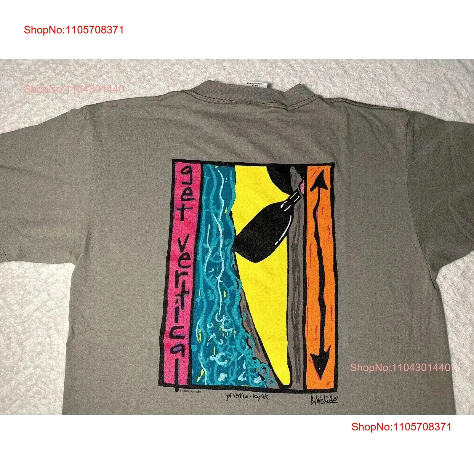 Vintage 1990s 90s Kayak Get Vertical Fabric Art Kayaking River Outdoor T Shirt L vintage Washed Slightly Stretched streetwear