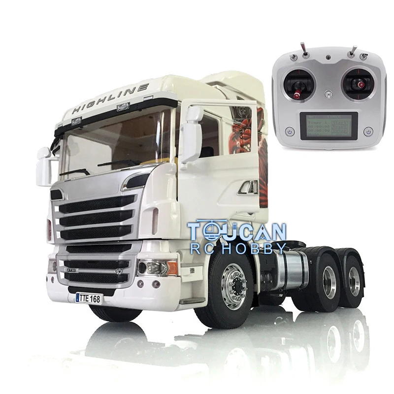 1/14 LESU 6*6 Remote Control Tractor Truck KIT Metal Chassis Radio System Light Sound Cabin R730 Semi Roof Toy Model THZH0940