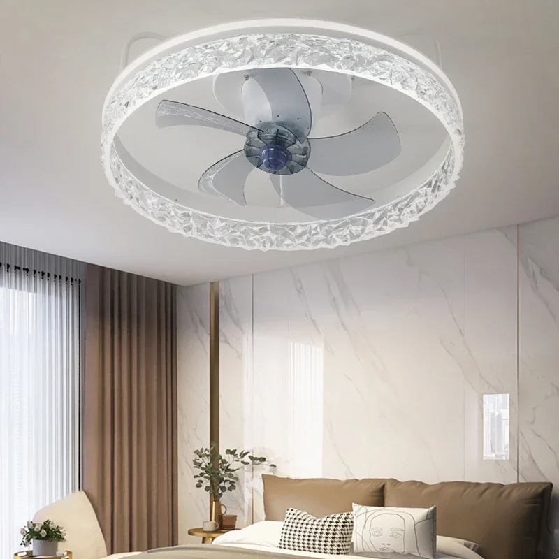 Modern Led Ceiling Fan Without Lighting Dc Motor 6 Speeds Timing Fans 20Cm Low Floor Loft Remote Control Energy Saving Fan Light