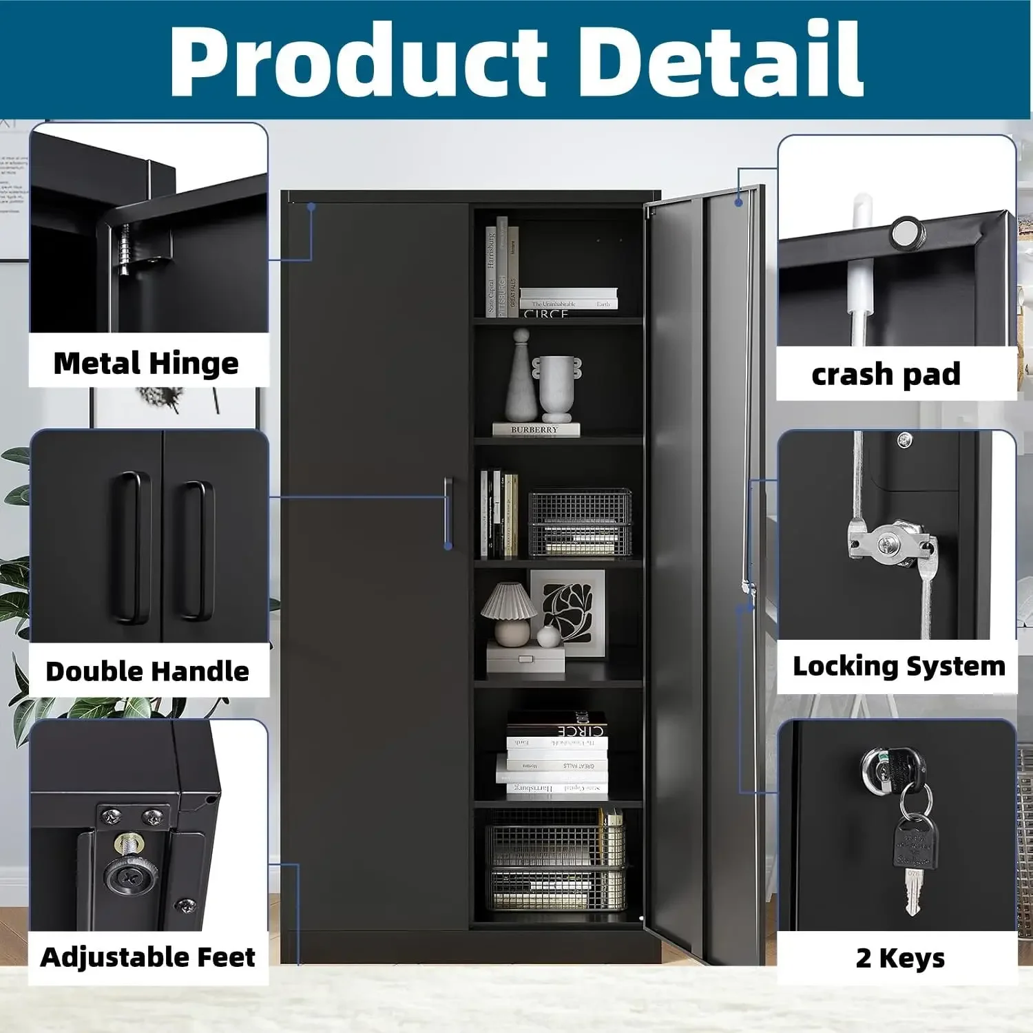 Steel Storage Cabine Shelves, Garage Shelving Cabinet  Doors, Tool Cabinet for Garage Storage,