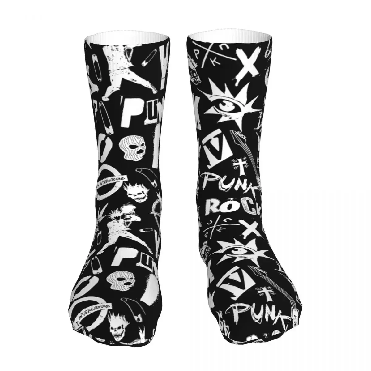 Funny 70s Punk Rock Skulls Woman Socks 2023 Female Sports