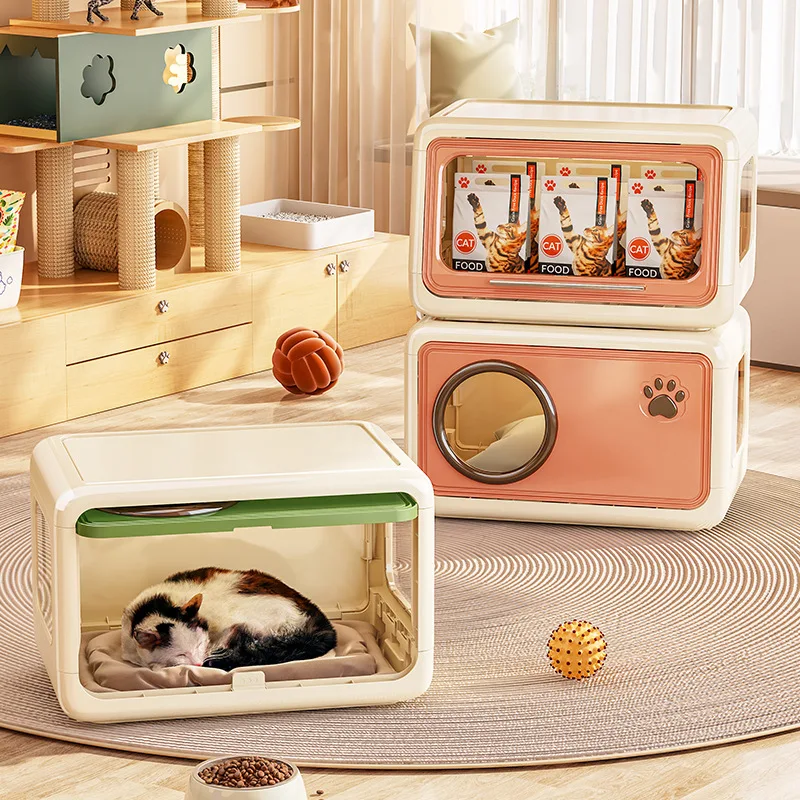 

Двухслойная клетка для кошек, пластиковая съемная притулка для кошек, складная вентилируемая полузакрытая кровать для кошек, домашний домашний кошачий домик