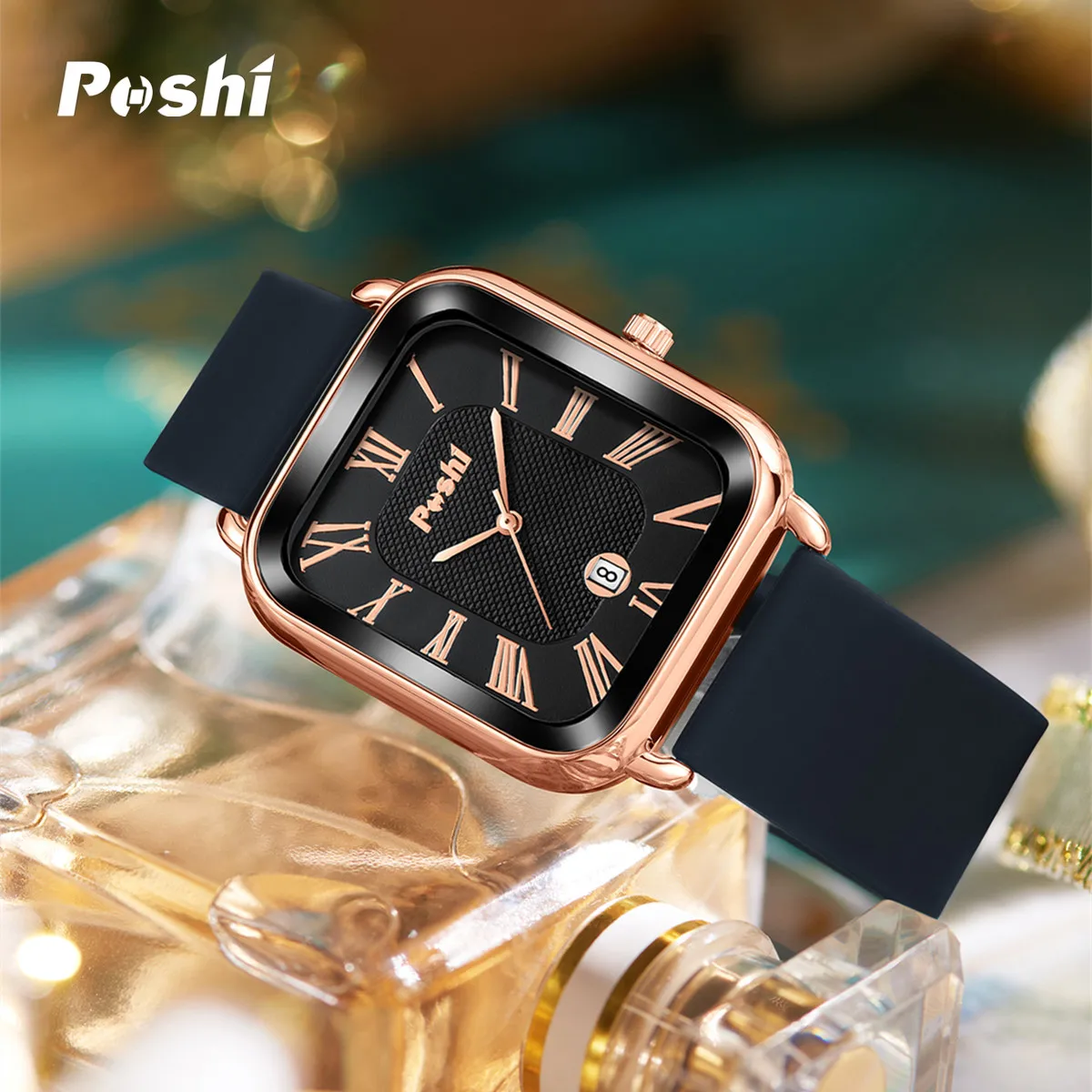 POSHI Fashion Quartz Watch Casual Luxury Women\'s Wristwatch Silicone Strap with Date Beautiful Clock