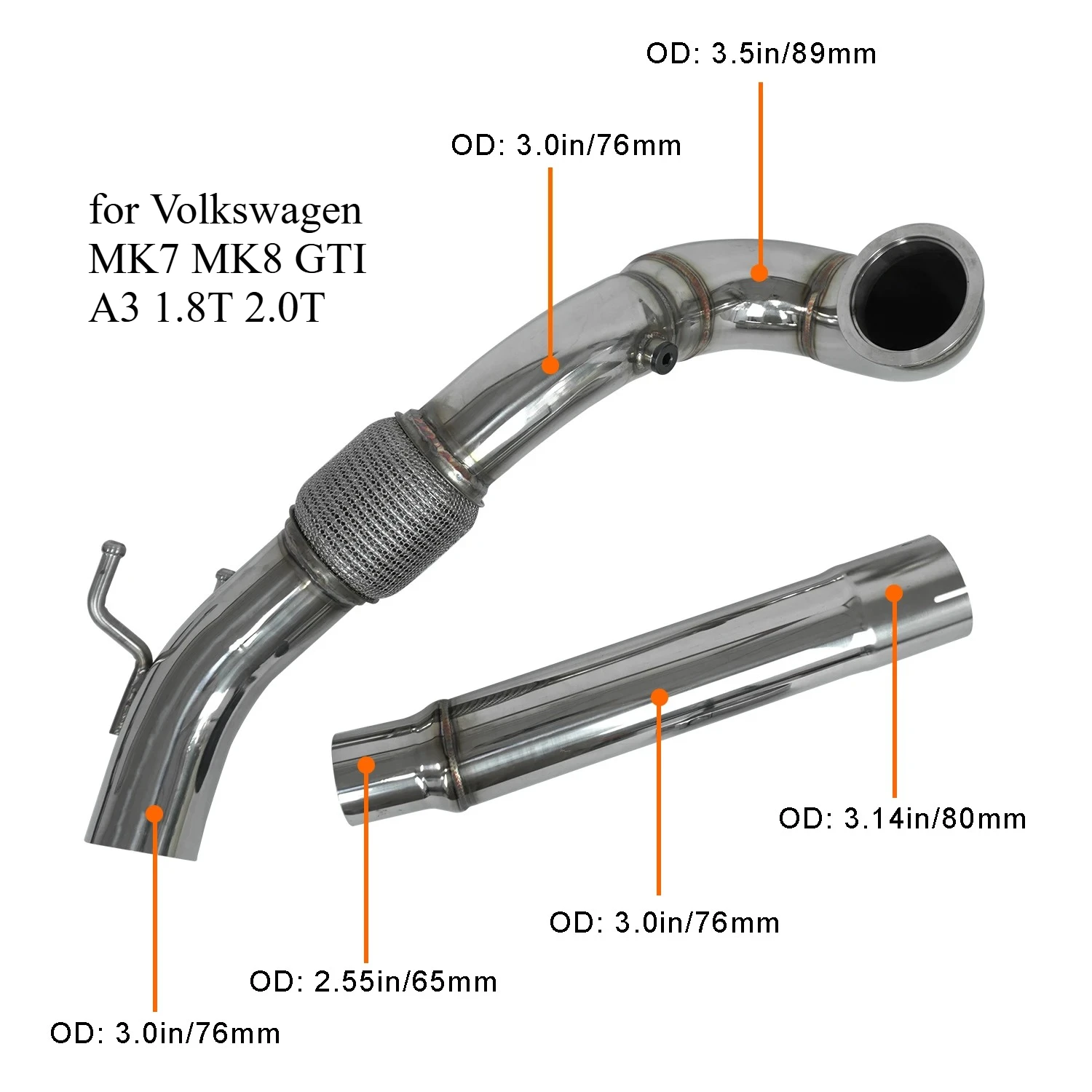 

Car Down Pipe for Volkswagen MK7 MK8 GTI A3 1.8T 2.0T Audi A3 Seat Leon Stainless Steel EA888 Gen3 Engine For Golf 7 Downpipes