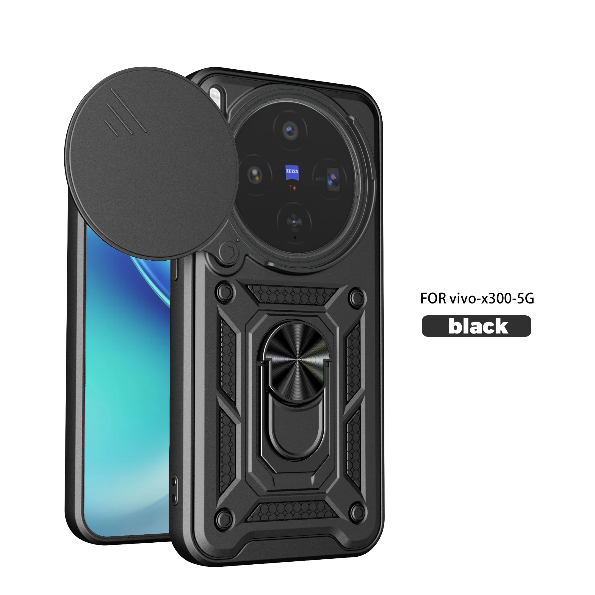 Coque pour Vivo X300, coque pour Vivo X200 Pro, coque pour Vivo X100, coque pour Vivo X300 Pro avec anneau magnétique, protection de l'appareil photo coulissante, coque arrière blindée
