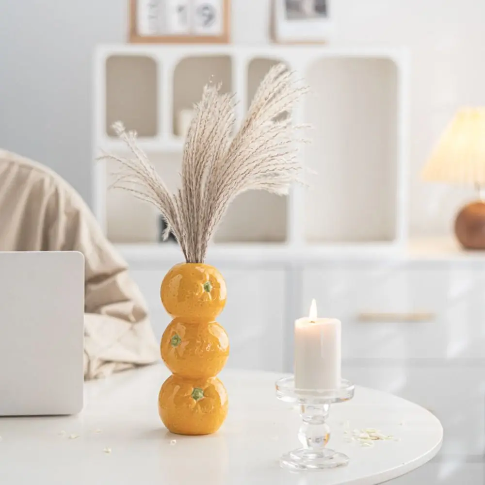 Cartoon Fruit Model Vase Orange Lemon Watermelon Ceramic Crafts Plant Container Handmade Unique Flower Arrangement Vase