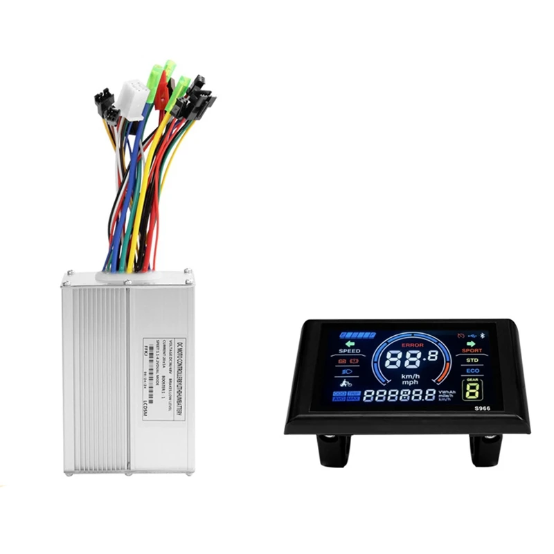 S966 Electric Bike LCD Display Dashboard SM5+2PIN +20A 36V/48V Sine Wave Controller For Mountain Bike Modification Kit