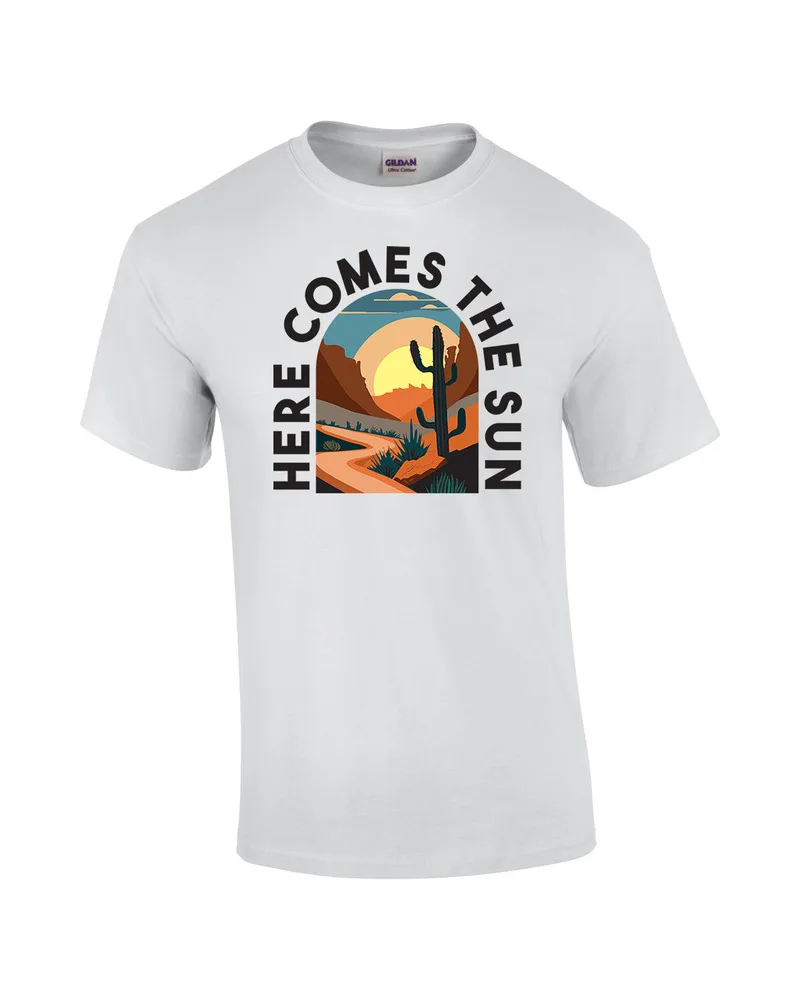 Here Comes The Sun Country Sunrise Desert Wild West Scenery Short Sleeve UnisexAnime Graphic T-shirts for Men Clothing Women Tee