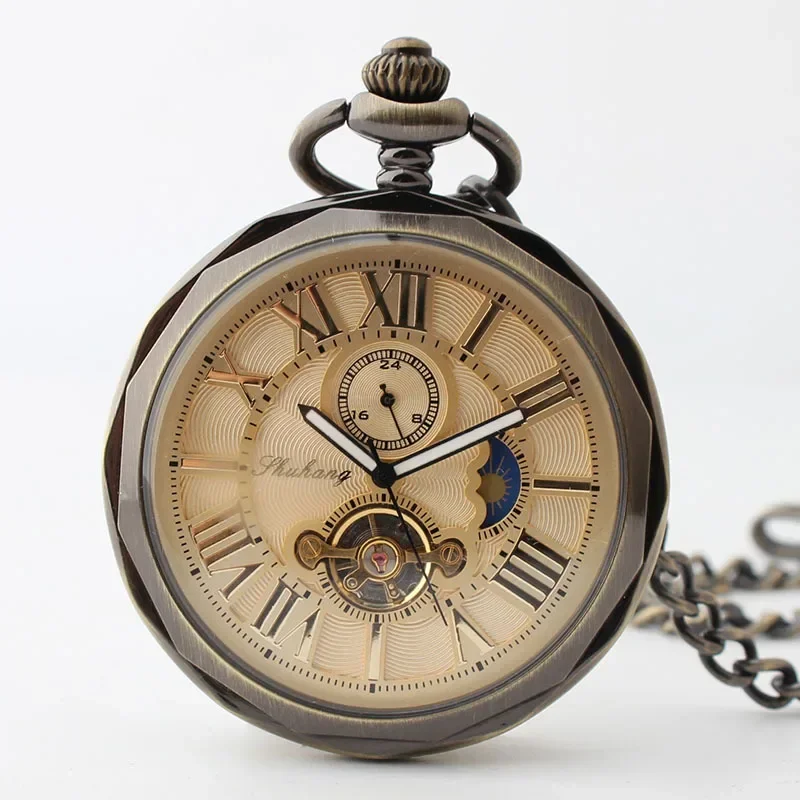 

Vintage Pocket Watch Mechanical Automatic Men Women Moon Case Design Accessories Pocket&Fob Chain Watches