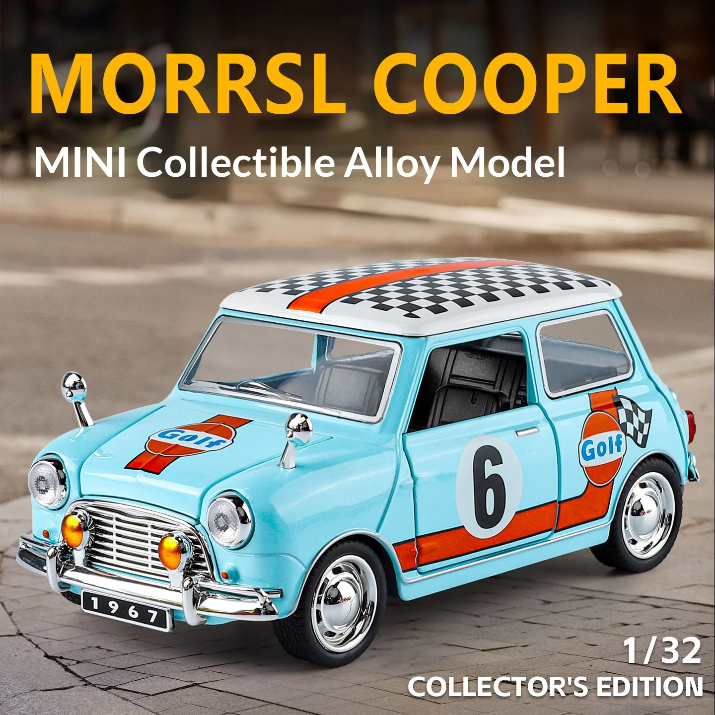 

Коллекционная модель автомобиля BMW MINI из сплава, масштаб 1/32, в ретро-стиле, классическая коллекционная модель, украшение для мужчин