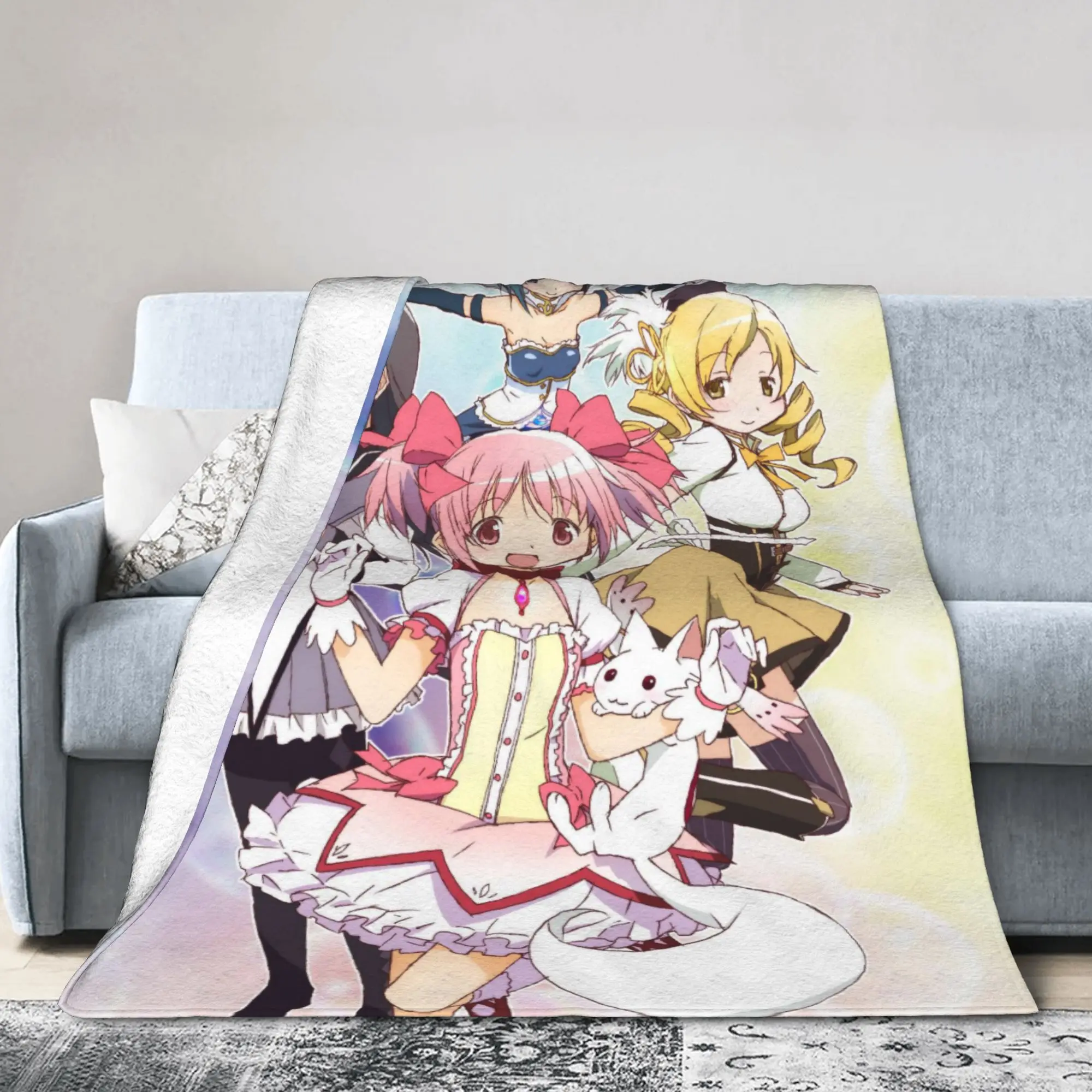 Puella Magi Madoka Magica Anime Blanket Fleece Autumn/Winter  Breathable Lightweight Throw Blanket for Home Outdoor Bedspreads