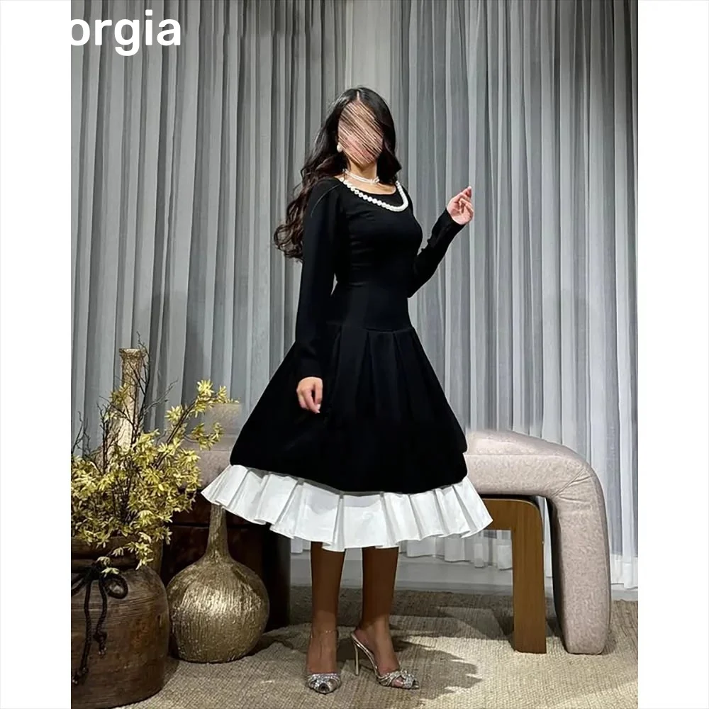 

Customized فساتين سهرة A-Line Scoop Neckline Knee-Length Prom Dresses Ruffle Organza Zipper Up Long Sleeves Elegant And Pretty