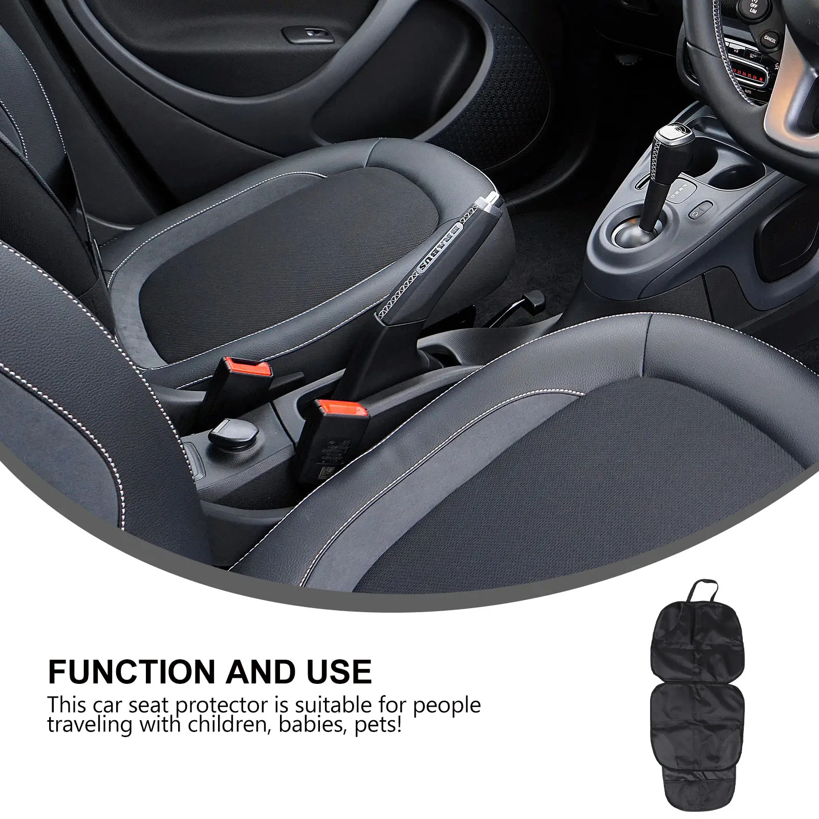 

Protector Black Protective Pad For Child Safety Auto Cover With Storage Mesh Pocket Anti-Kick Pad For Kids