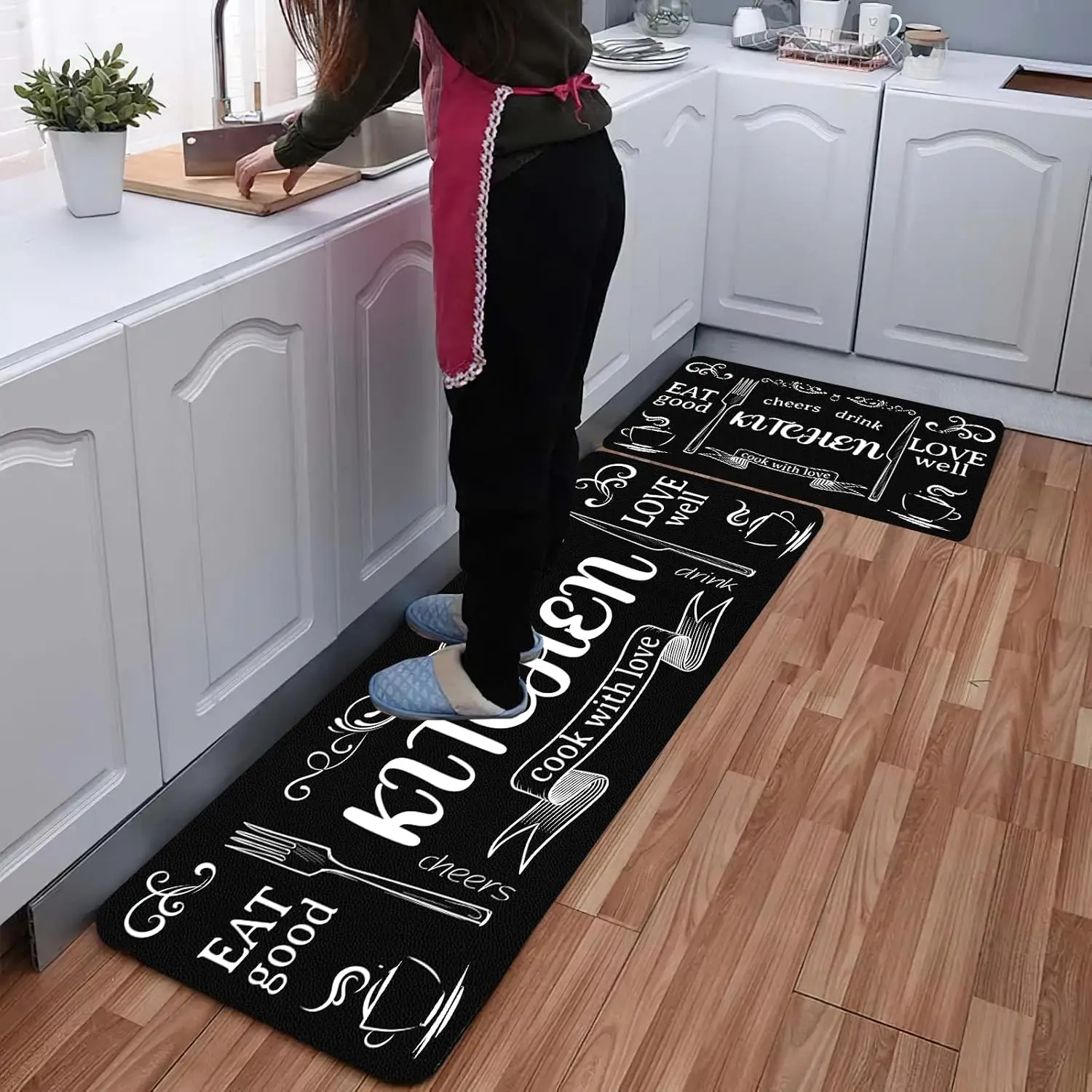 Carpet for Kitchen Waterproof Floor Mat Pvc Leather Non-slip Anti-oil Carpets Modern Style Tableware Pattern Rug Home Decor Rugs