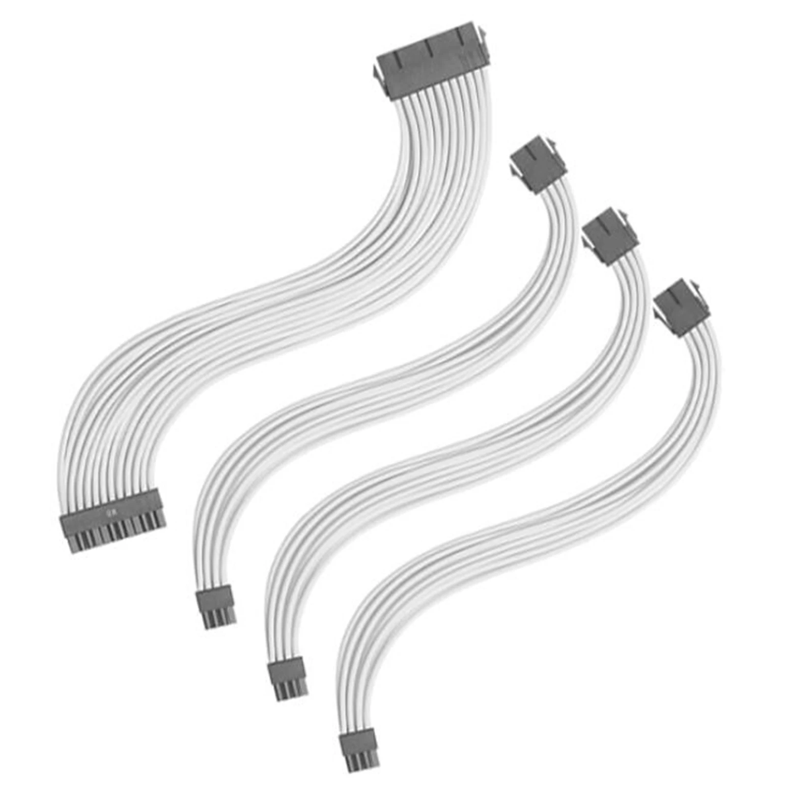 ATX Ärmeln Kabel 30cm 8Pin 24Pin Praktische Extension Kit Weiß Nylon PVC Kupfer Adapter Anschlüsse für Netzteil Fall PC