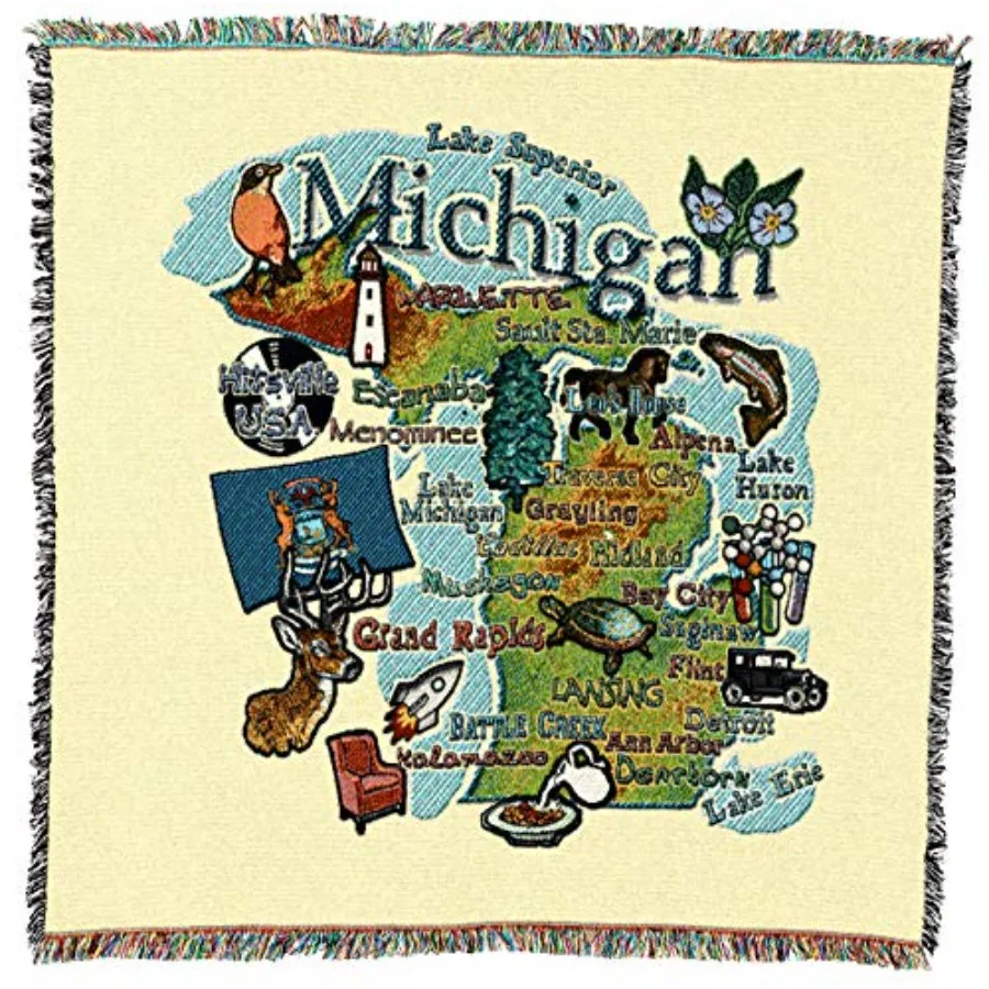 

Плед Ste of Michigan L Square - Подарочный плед из тканого хлопка - Сделано в Китае A 544