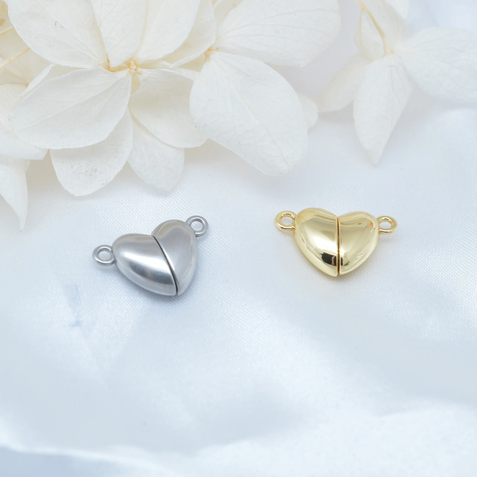 

30pcs DIY Jewelry Accessories Couple Love Magnet Buckle Stainless Steel Heart shaped Magnetic Buckle Bracelet Closing Connection