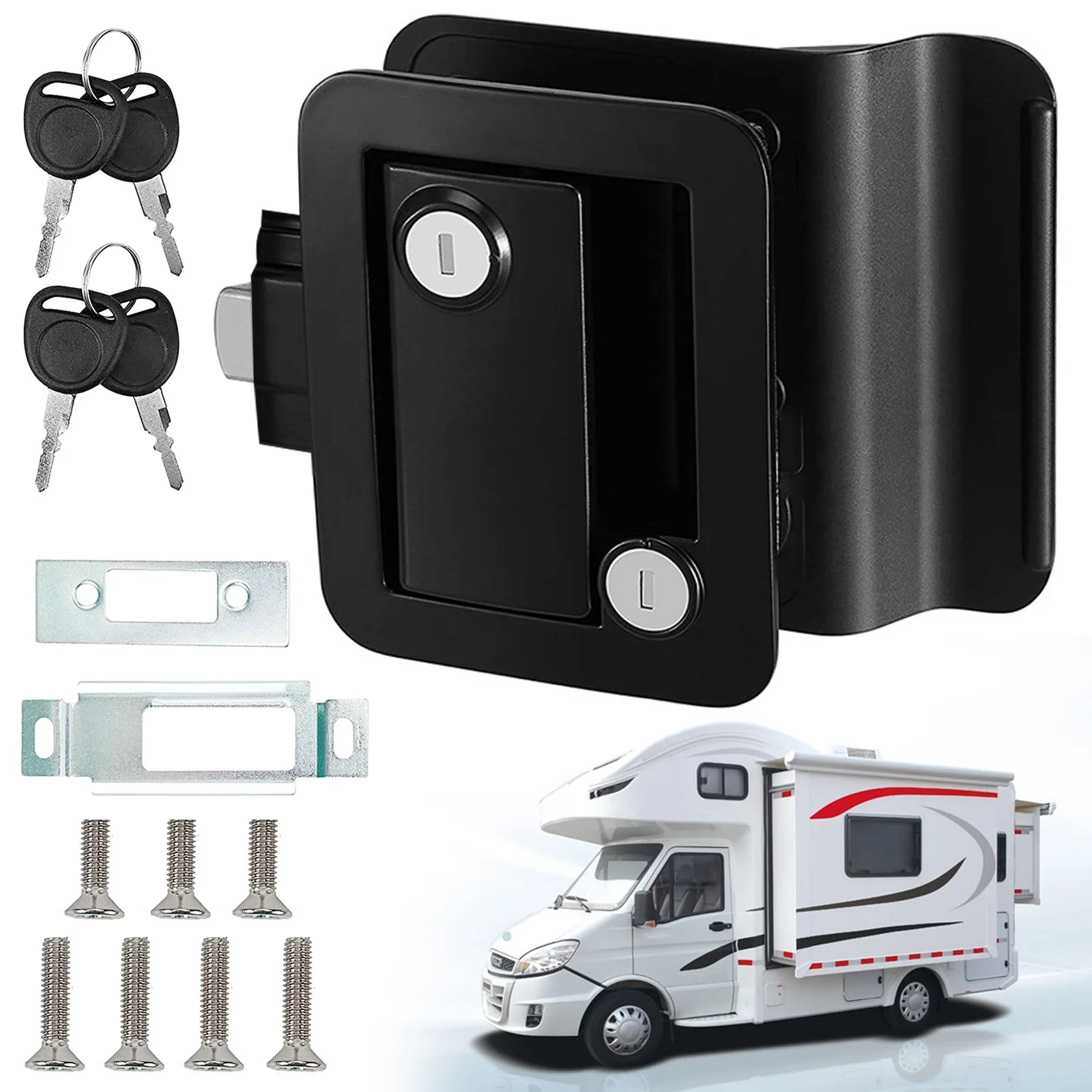 

1 Set of RV Camper Door Lock Zinc Alloy Door Lock Inside and Outside Double Open Door Lock Caravan