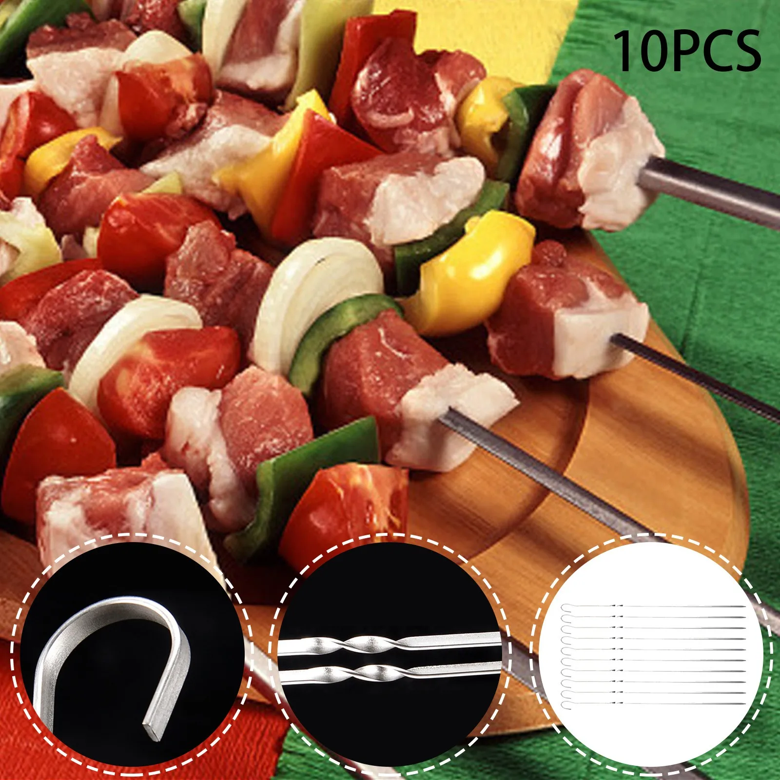 

Stainless Steel Bbq Skewers Set 10 Pack Metal Grill Skewer Needles For Perfectly Grilled Hot Dog Roasting Sticks Extra Long