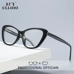 CLLOIO TR90 Cat Eye Reading Glasses For Women Anti Blue Light Computer Glasses Myopia Hyperopia Prescription Optical Eyeglasses