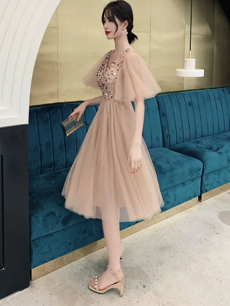 Soirée de Banquet pour femmes Petite demoiselle d'honneur Style fée Performance robe robes formelles Vestido mère de la mariée robes