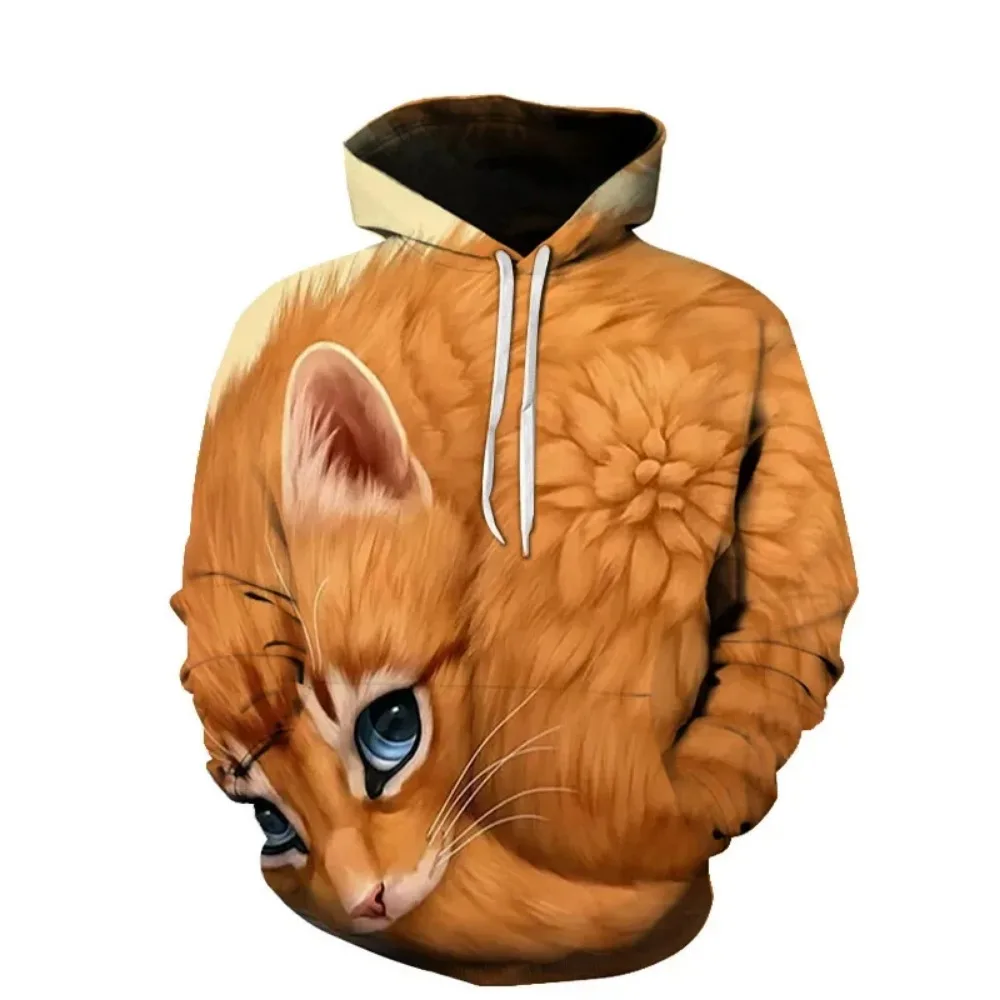 Latest Elegant Cat 3D Printed Animal Funny Men's Hoodie Spring and Autumn Fashion Casual Men's and Women's Oversized Blouse