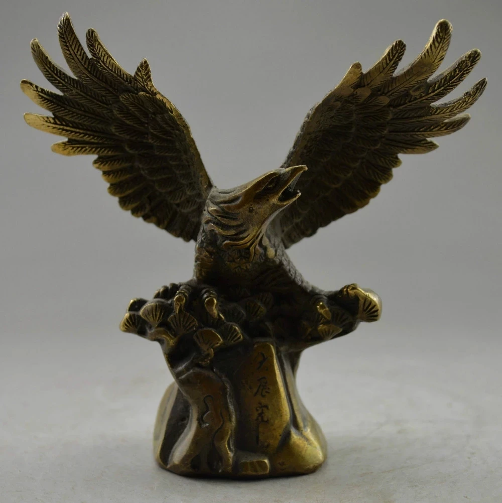 

Rare Old Collectible Decorated Old Handwork Copper Carved Eagle Tree Statue copper tools wedding Decoration Brass Bronze