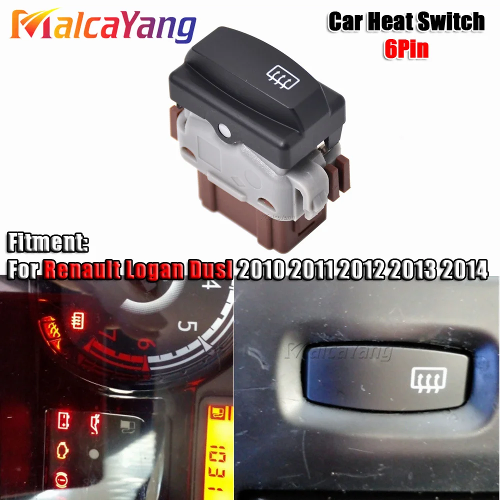 For Renault Logan 2011-2014 High Quality 6Pin Heat Switch Button For Renault DusI 2011-14 253507278R 25350-7278R Car Accessories