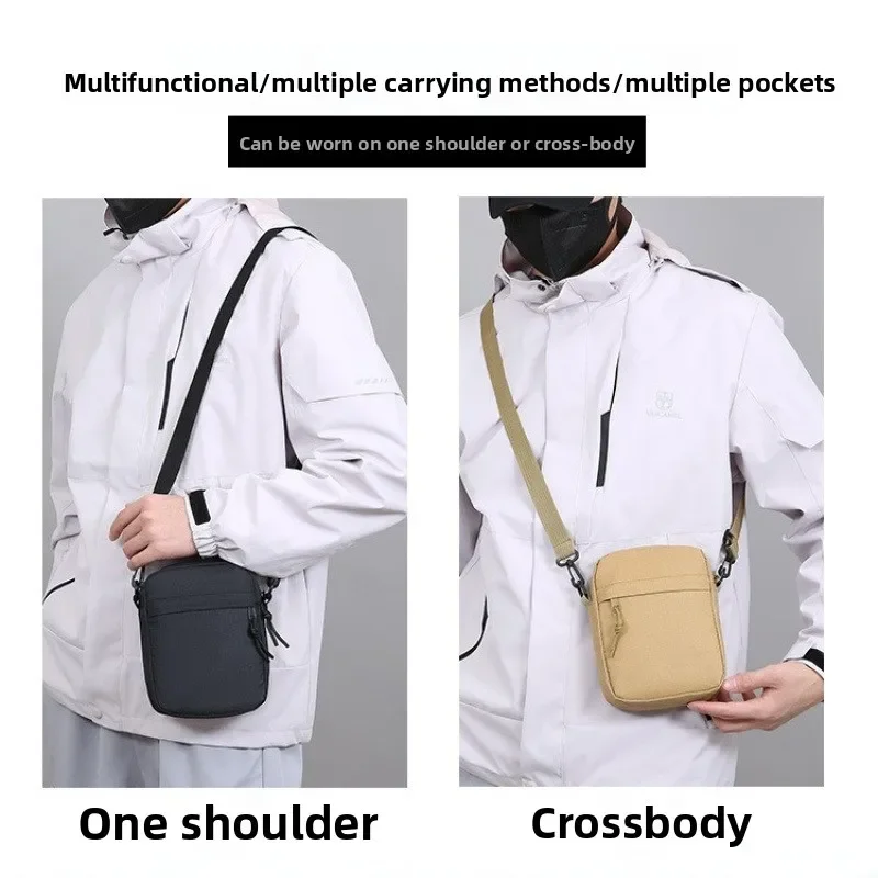 Simple Solid Color Canvas mini Square Bag lightweight Men Crossbody Casual Shoulder Bag Great for Casual Outings view 4
