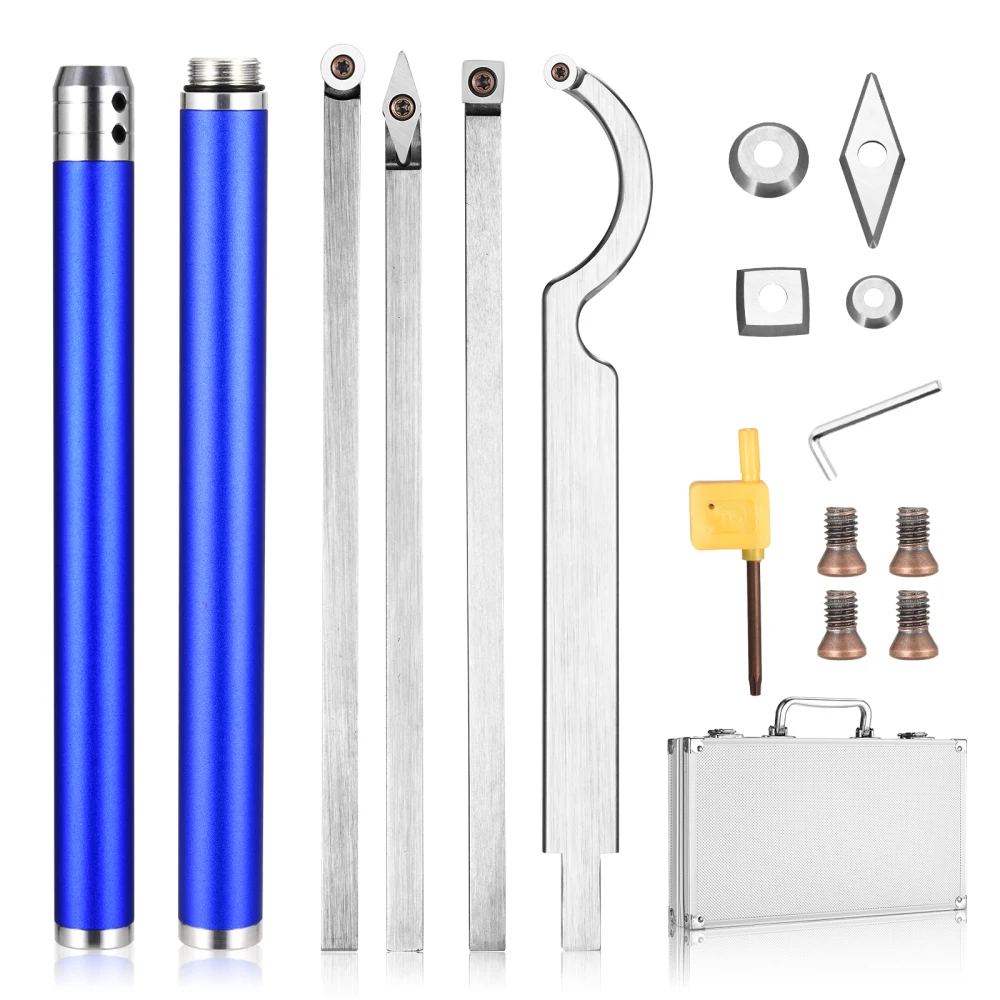 

Wood Turning Tools Set in Case Carbide Lathe Turning Tools Lathe Rougher Finisher Tools With 2 Handle Interchangeable and Extend