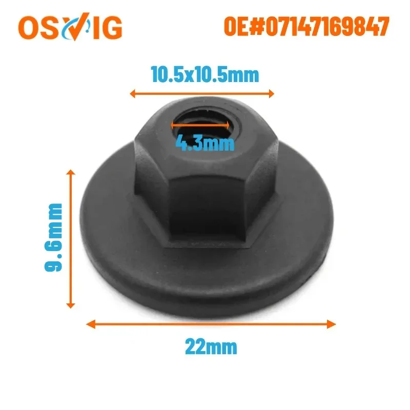 20Pcs OE# 07147169847 For BMW 10 MM Hex Head Plastic Self-Threading Fixed Nuts