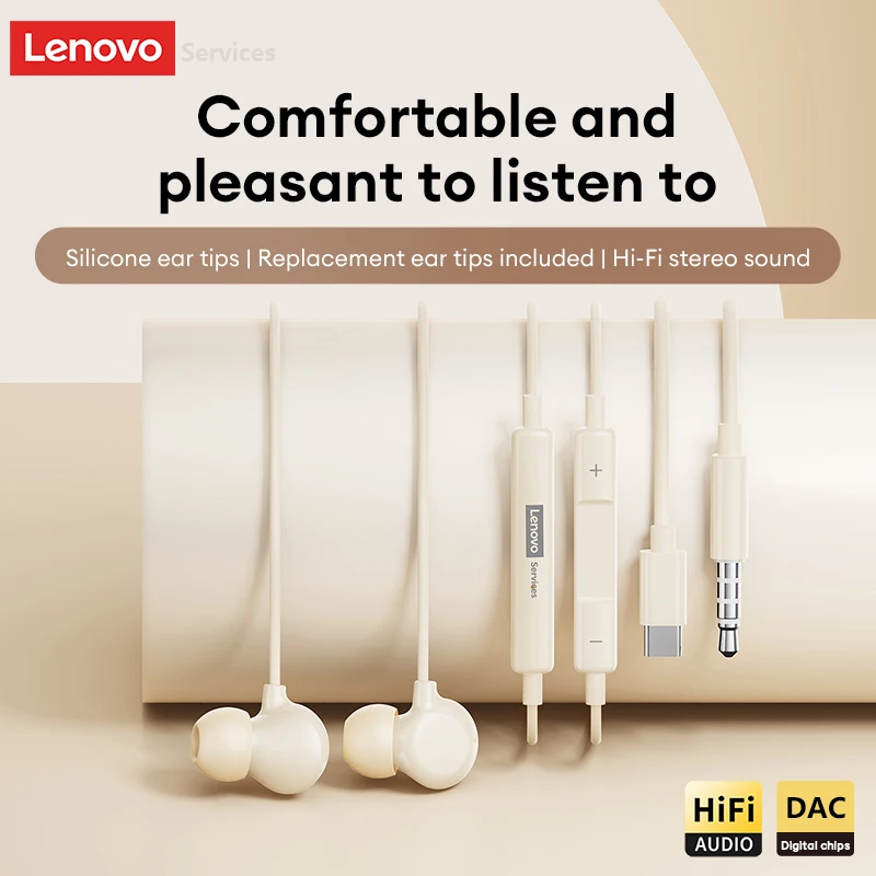 لينوفو السلكية سماعة الموسيقى سماعات 3.5 مللي متر TypeC في الأذن مع هيئة التصنيع العسكري سماعة رأس رياضية HiFi الصوت ENC الحد من الضوضاء سماعات YF05