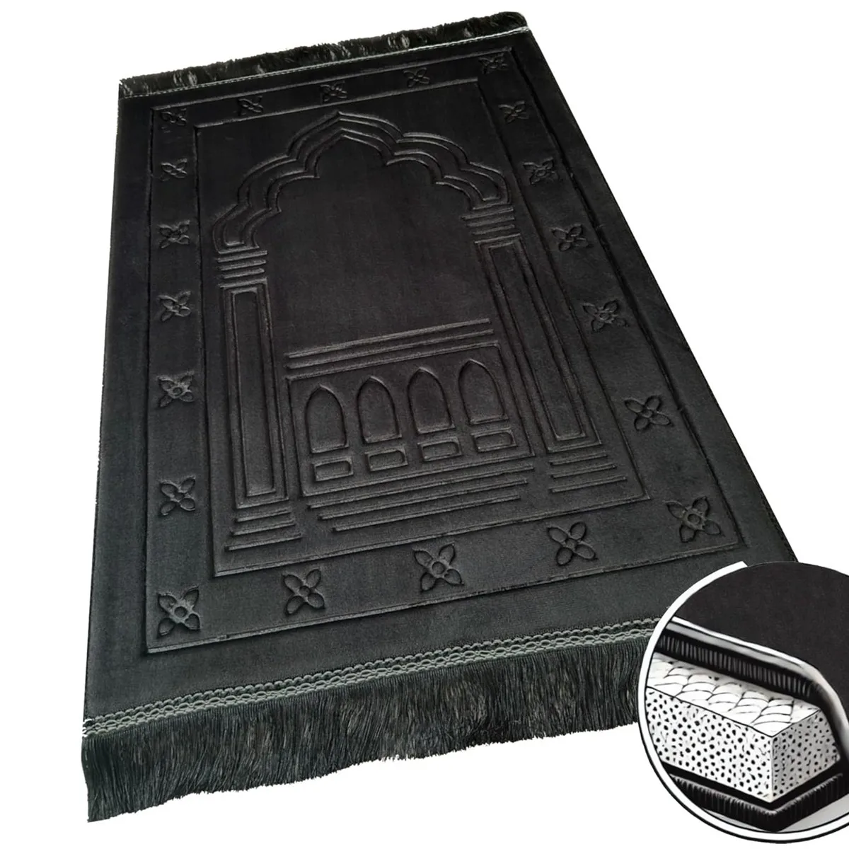 

Молитвенный коврик из пены с эффектом памяти, роскошный, большой, очень толстый, с мягкой подкладкой, для мужчин и женщин, для Ид и Рамадана.